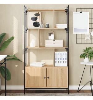 Bücherregal mit Türen Sonoma-Eiche 76,5 x 30 x 154,5 cm Holzwerkstoff