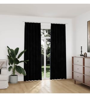 Verdunkelungsvorhänge mit Haken 2 Stk. Samt Schwarz 140x225 cm