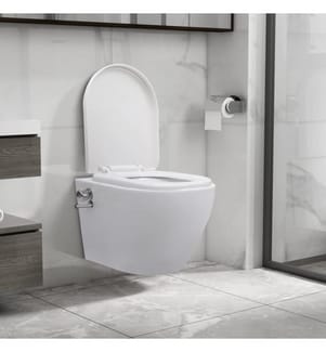 Wand-WC ohne Spülrand mit Bidet-Funktion Keramik Weiss