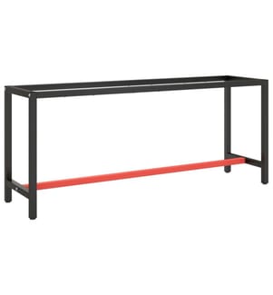 Werkbankgestell Mattschwarz und Mattrot 190x50x79 cm Metall