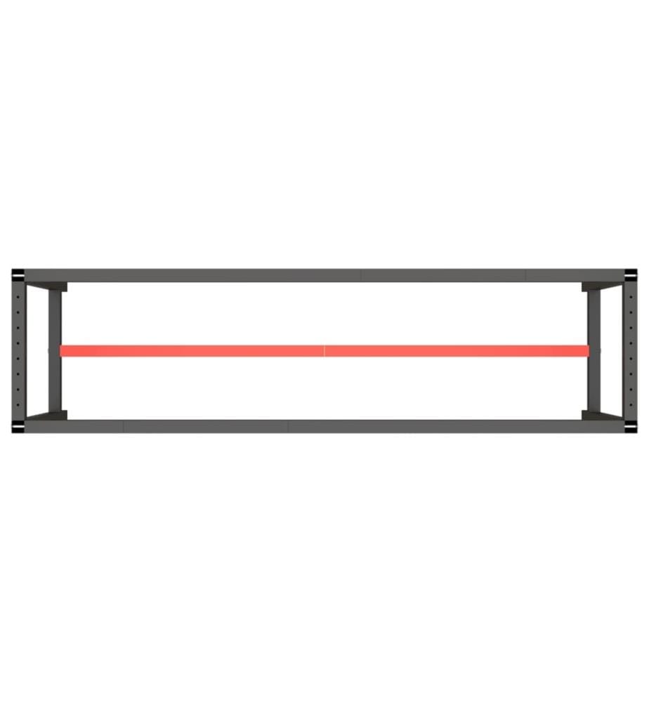 Cadre de banc de travail Noir et rouge mat 190x50x79 cm Métal