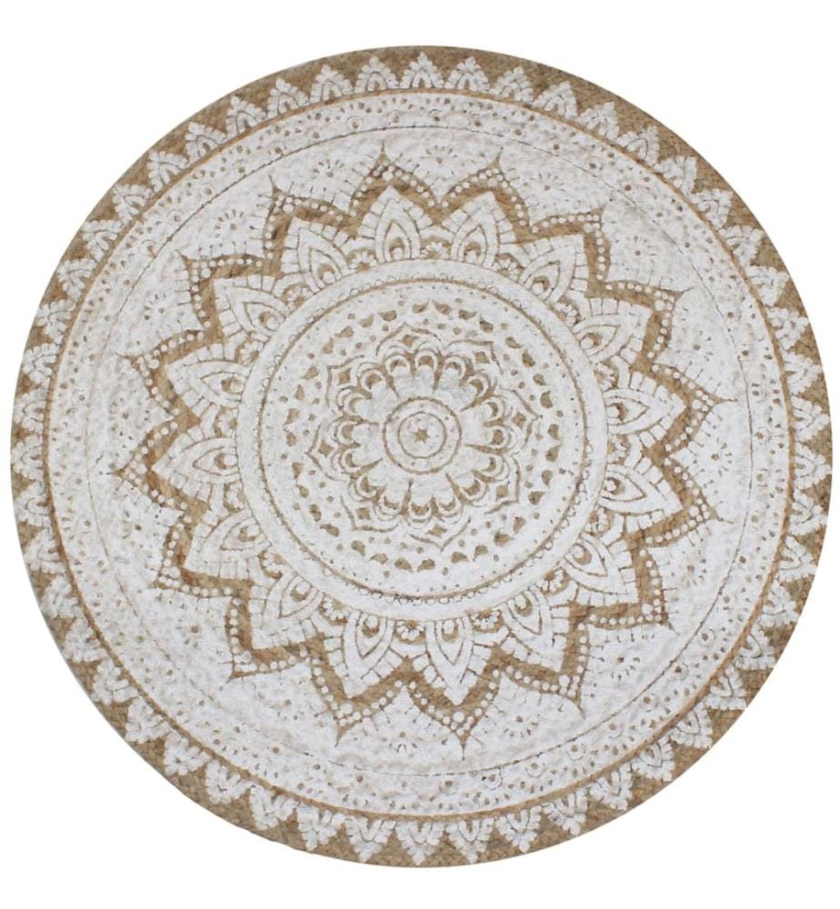 Tapis Jute tressé imprimé 120 cm rond