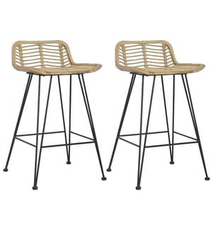 Barhocker 2 Stk. Rattan Natur