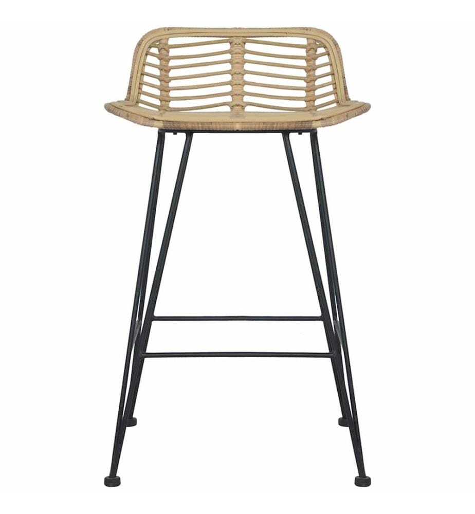 Barhocker 2 Stk. Rattan Natur