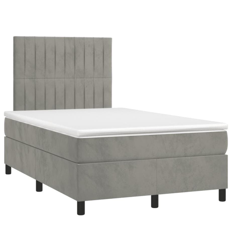 Boxspringbett mit Matratze Hellgrau 120x200 cm Samt