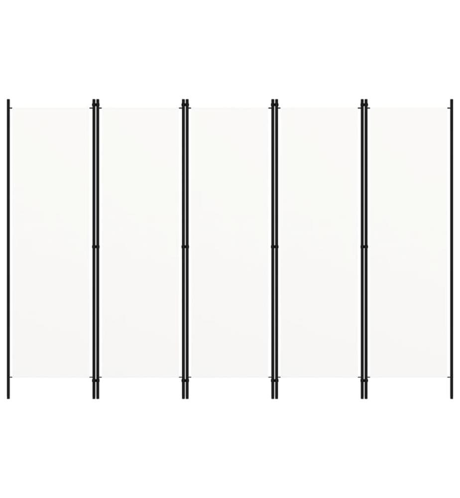 Cloison de séparation 5 panneaux Blanc 250x180 cm