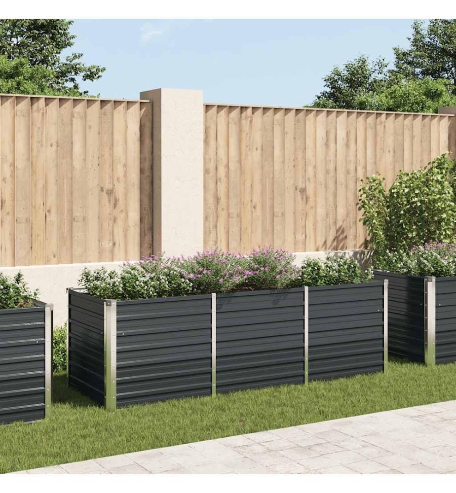 Lit surélevé de jardin Anthracite 240x80x77 cm Acier galvanisé