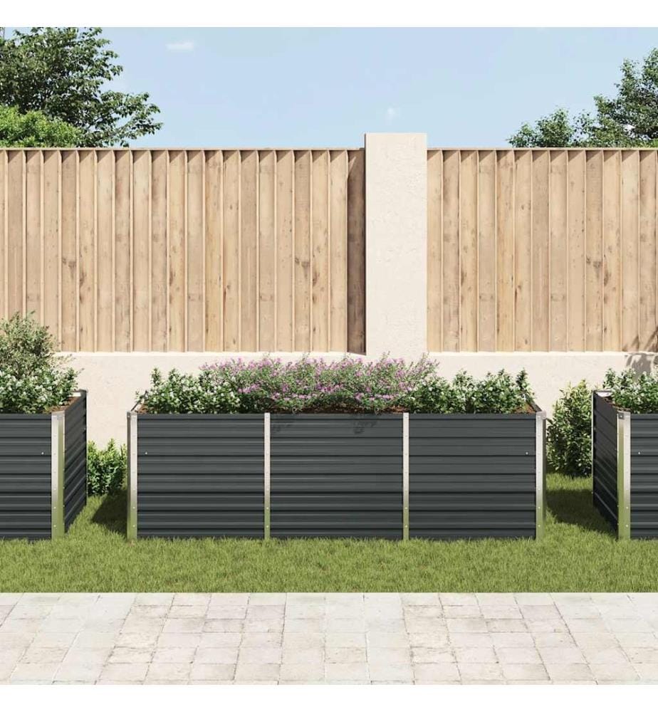 Lit surélevé de jardin Anthracite 240x80x77 cm Acier galvanisé