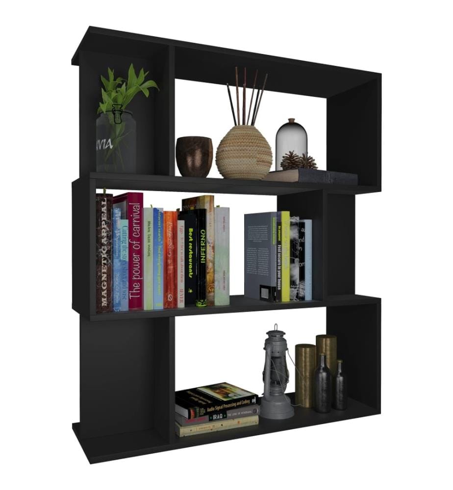 Bücherregal/Raumteiler Schwarz 80x24x96 cm Holzwerkstoff