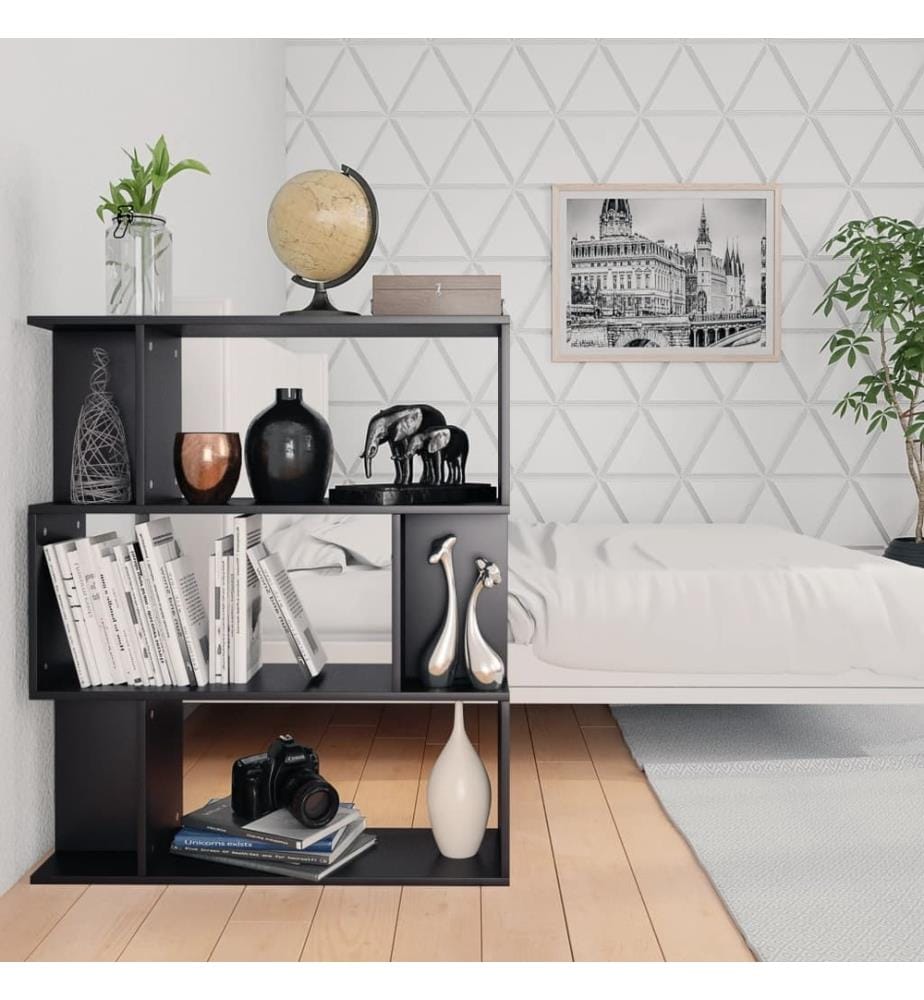 Bücherregal/Raumteiler Schwarz 80x24x96 cm Holzwerkstoff