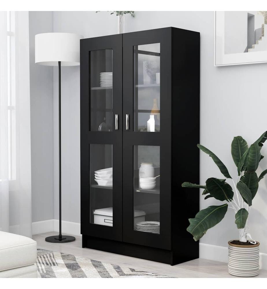 Vitrinenschrank Schwarz 82,5x30,5x150 cm Holzwerkstoff
