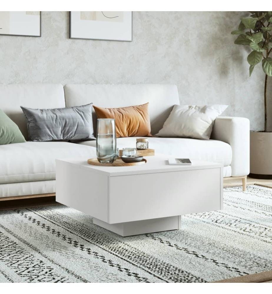 Table basse blanc 60x60x31,5 cm bois d'ingénierie