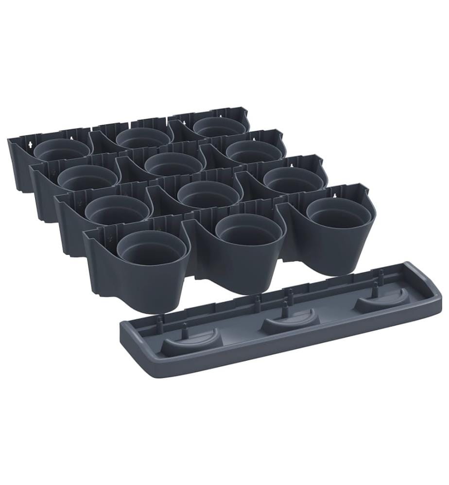 Ensemble de jardinières verticales 12 pcs Anthracite PP