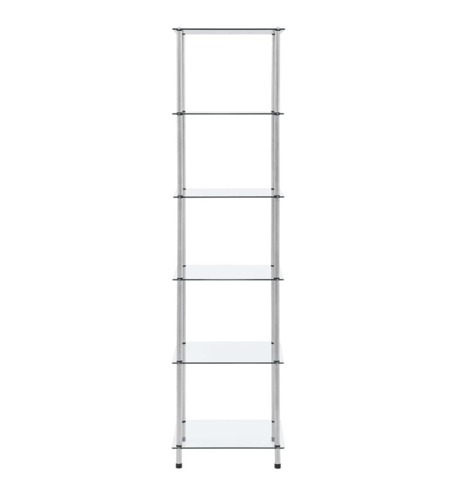 Regal mit 6 Ablagen Transparent 40x40x160 cm Hartglas