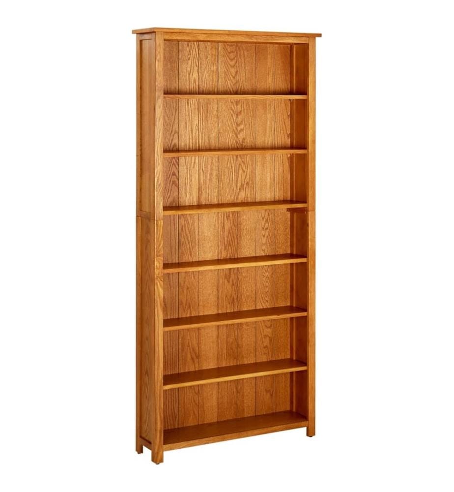 Bücherregal 7 Fächer 90x22,5x200 cm Massivholz Eiche