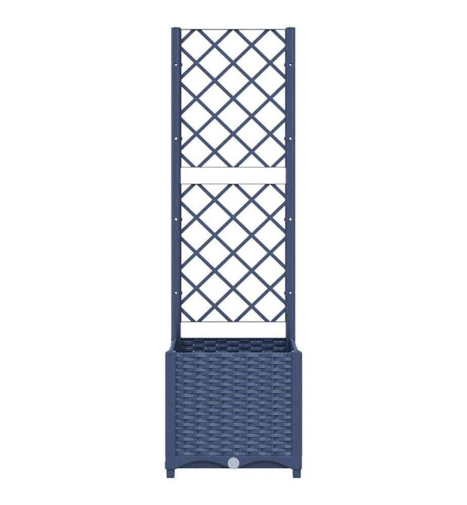 Garten-Pflanzgefäss mit Spalier Blaugrau 40 x 40 x 136 cm PP