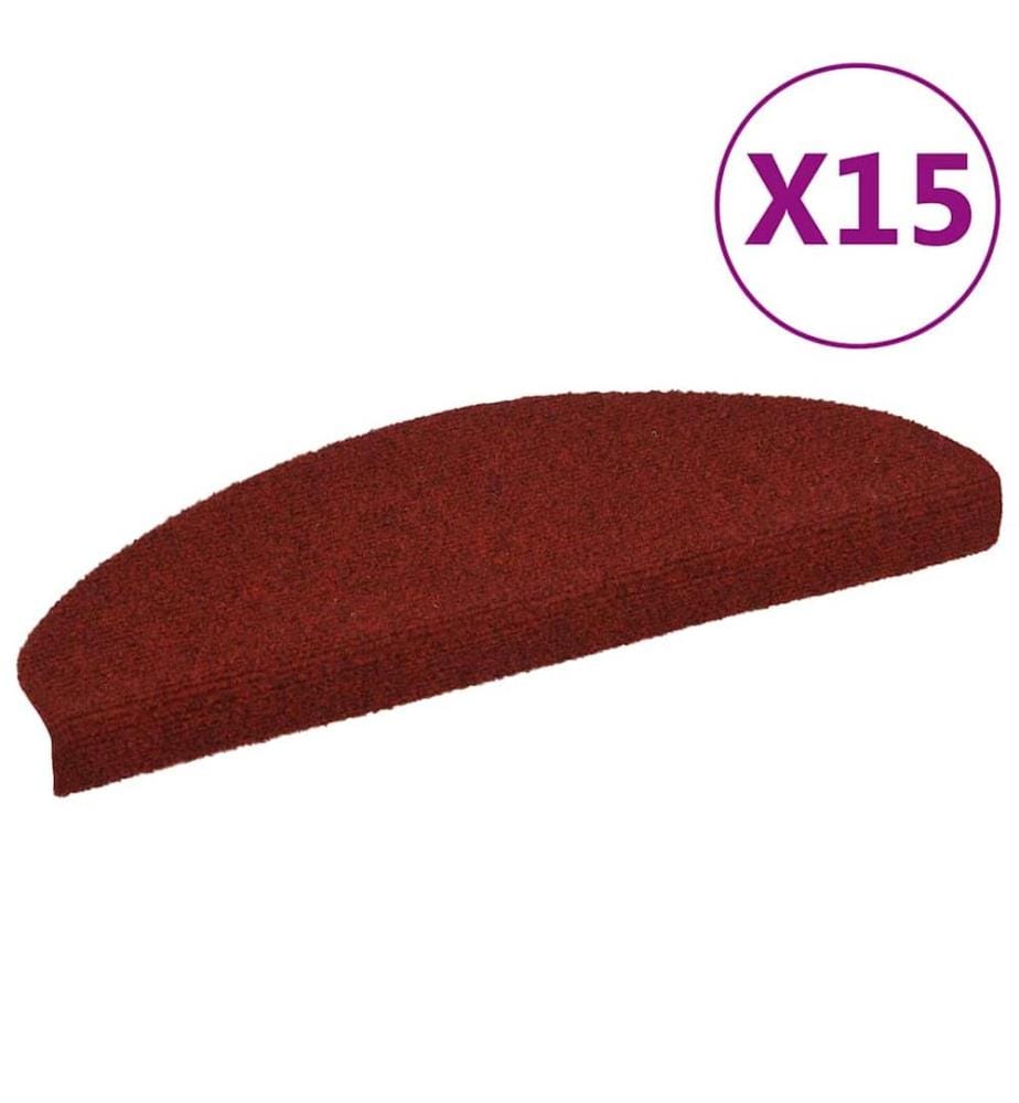 Tapis d'escalier auto-adhésif Poinçon aiguilleté 15 pcs Rouge