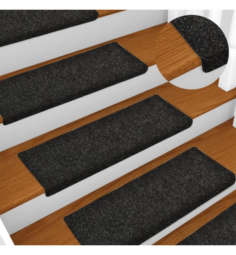 Stufenmatten Selbstklebend 15 Stk. 65x21x4 cm Schwarz Rechteckiger Rand