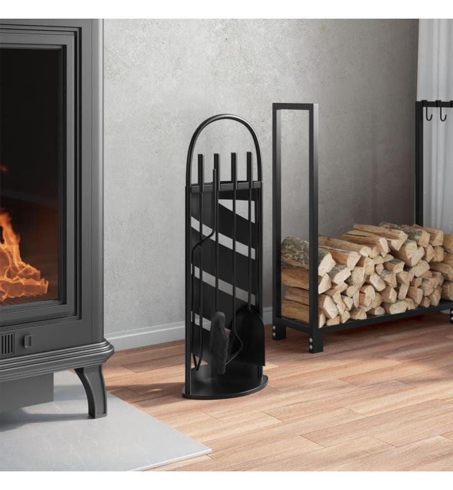 Set d'outils de cheminée 5 pcs 23x15x66 cm acier