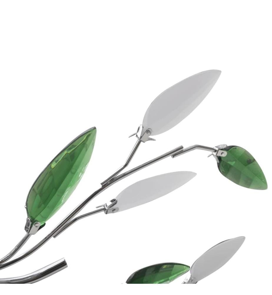 Lampe plafond verte et blanche avec bras crystal pour 5 Ampoules E14