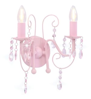 Wandleuchte mit Perlen Rosa 2 × E14-Fassungen