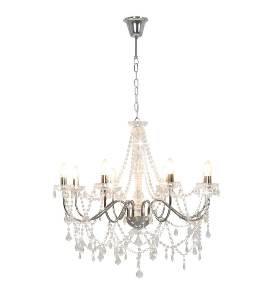 Lustre avec perles Argenté 8 ampoules E14