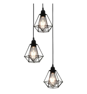 Deckenleuchte mit Diamant-Design Schwarz 3 x E27 Glühbirnen