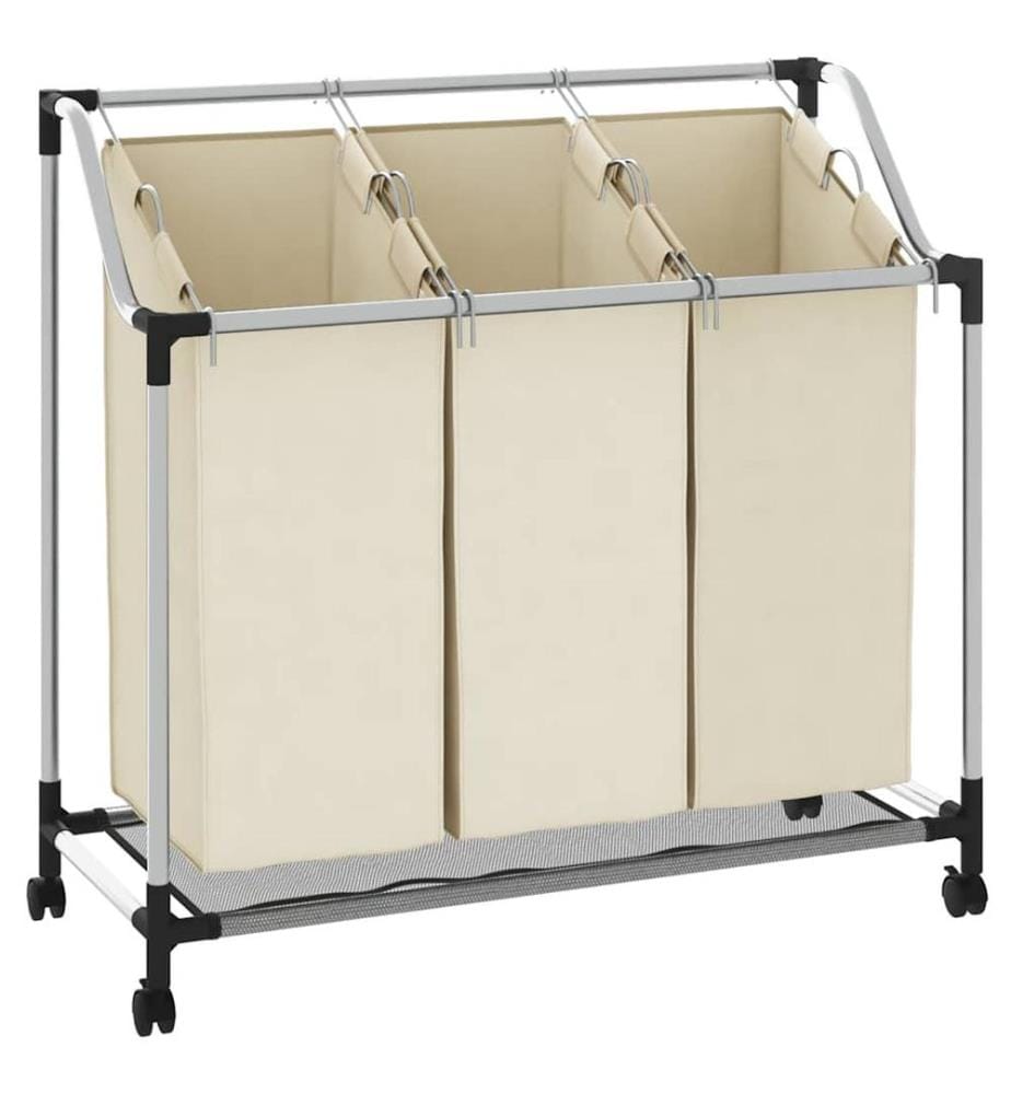 Trieuse à linge avec 3 sacs Crème Acier