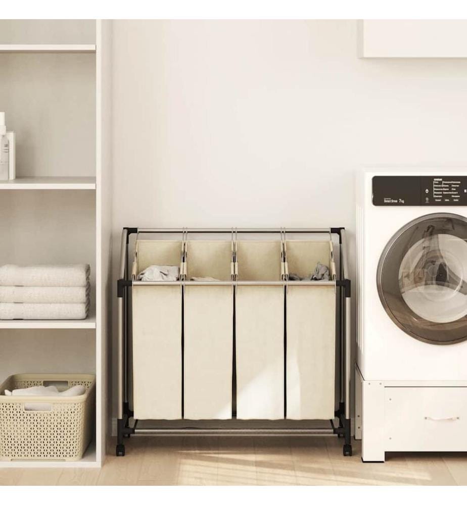 Trieuse à linge avec 4 sacs Crème Acier