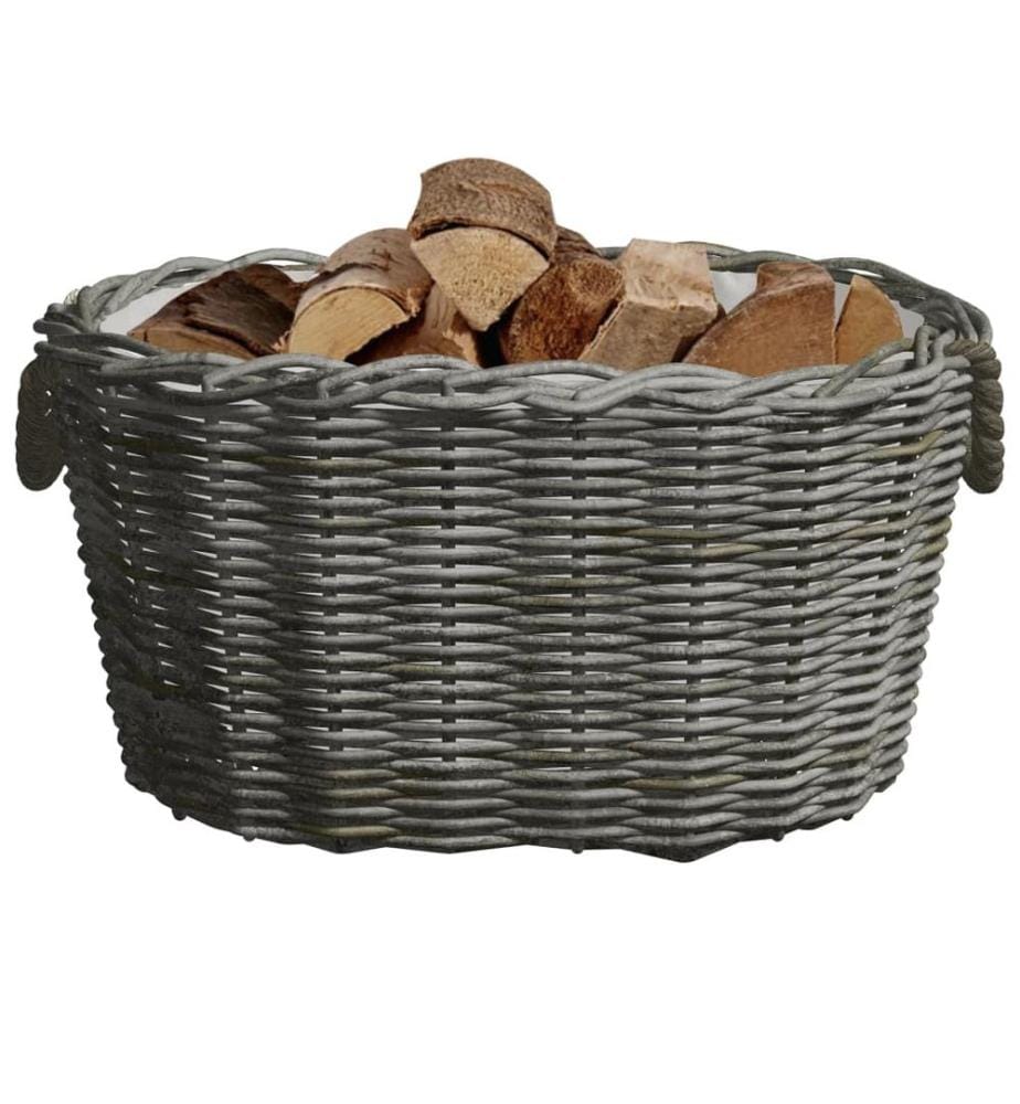Holzkorb mit Tragegriffen 59x42x28 cm Grau Weide