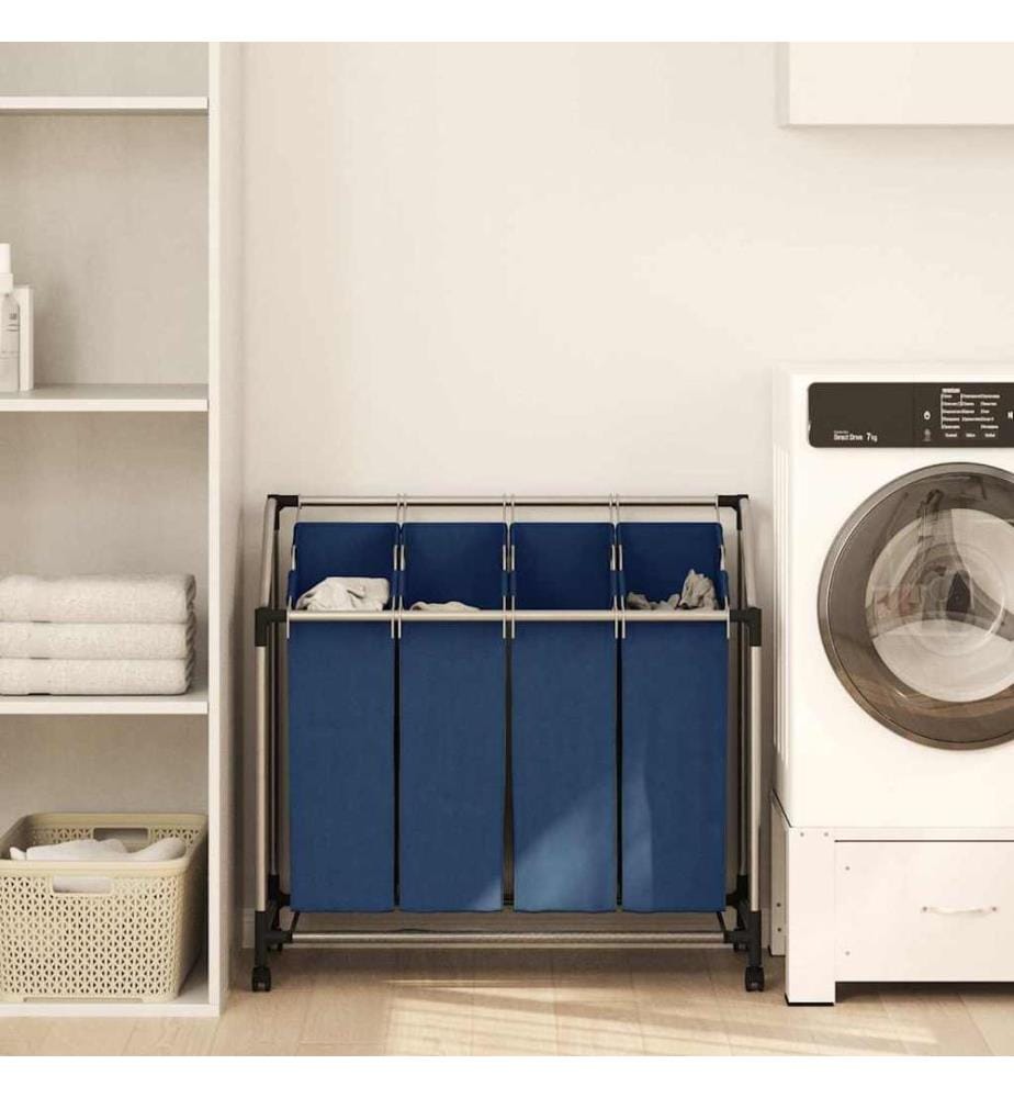 Trieuse à linge avec 4 sacs Bleu Acier