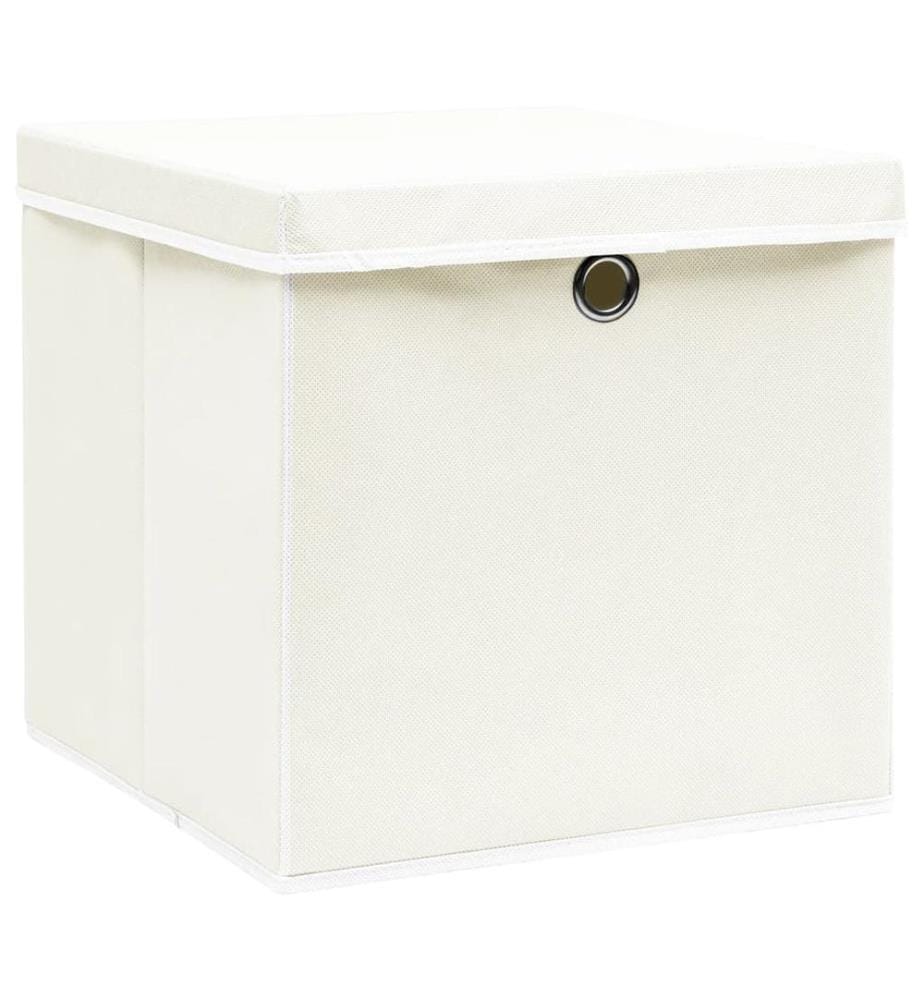 Boîtes de rangement avec couvercles 4pcs Blanc 32x32x32cm Tissu