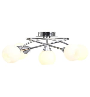 Deckenleuchte mit Keramik-Lampenschirmen für 5 E14 Glühlampen