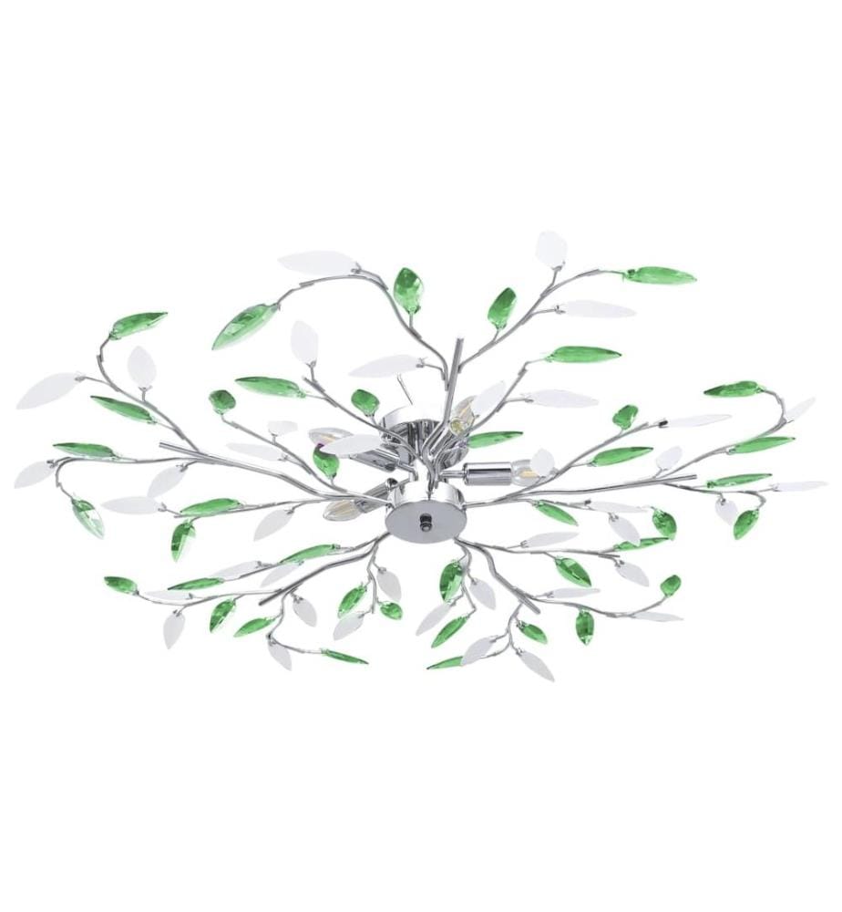 Deckenleuchte mit Acrylglas-Blätter für 5 x E14-Lampen Grün