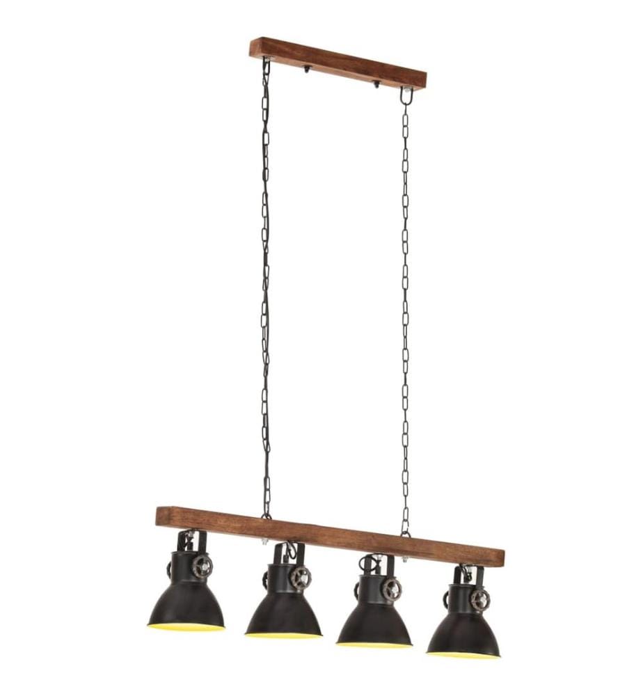 Deckenlampe Industriestil Schwarz E27 Mangoholz