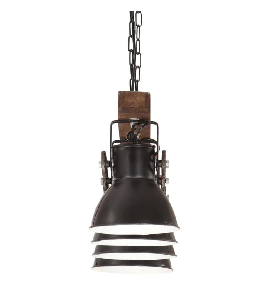 Deckenlampe Industriestil Schwarz E27 Mangoholz