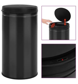 Poubelle à capteur automatique 60 L Acier au carbone Noir