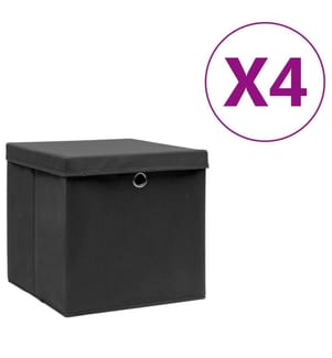 Aufbewahrungsboxen mit Deckeln 4 Stk. 28x28x28 cm Schwarz