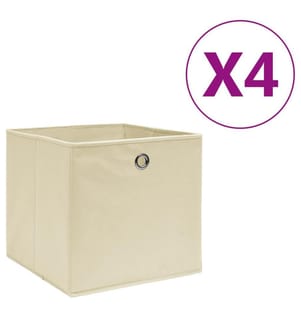 Aufbewahrungsboxen 4 Stk. Vliesstoff 28x28x28 cm Creme