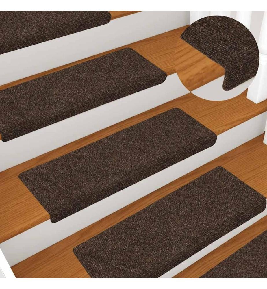 Stufenmatten Selbstklebend 15 Stk. 65x21x4 cm Braun Rechteckiger Rand