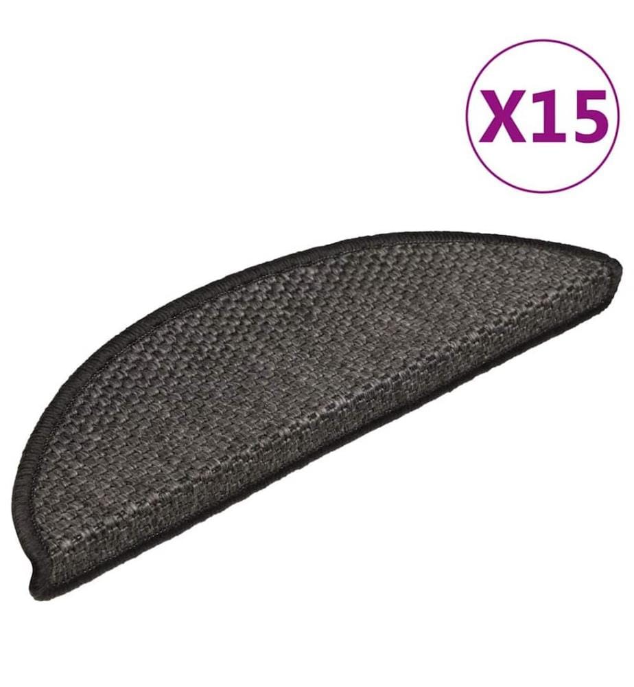 Treppenmatten Selbstklebend Sisal 15 Stk. 56x17x3 cm Anthrazit