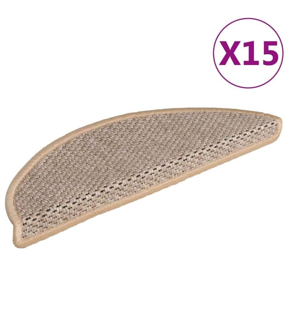 Treppenmatten Selbstklebend Sisal 15 Stk. 56x17x3 cm Hellbeige