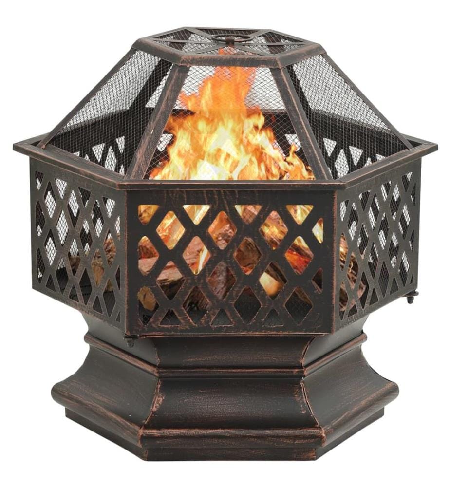 Foyer rustique avec tisonnier 62x54x56 cm XXL acier