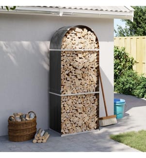 Porte-bûches Anthracite 80x45x190 cm Acier galvanisé