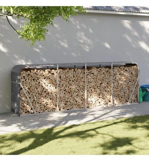 Porte-bûches anthracite 300x45x100 cm acier galvanisé