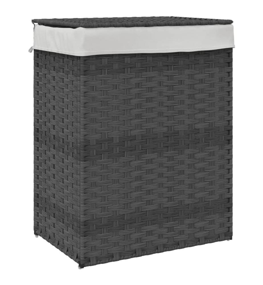 Wäschekorb mit Deckel Grau 46x33x60 cm Poly Rattan