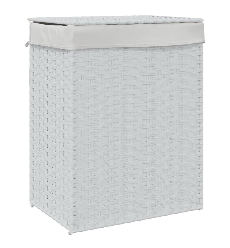 Wäschekorb mit Deckel Weiss 46x33x60 cm Poly Rattan