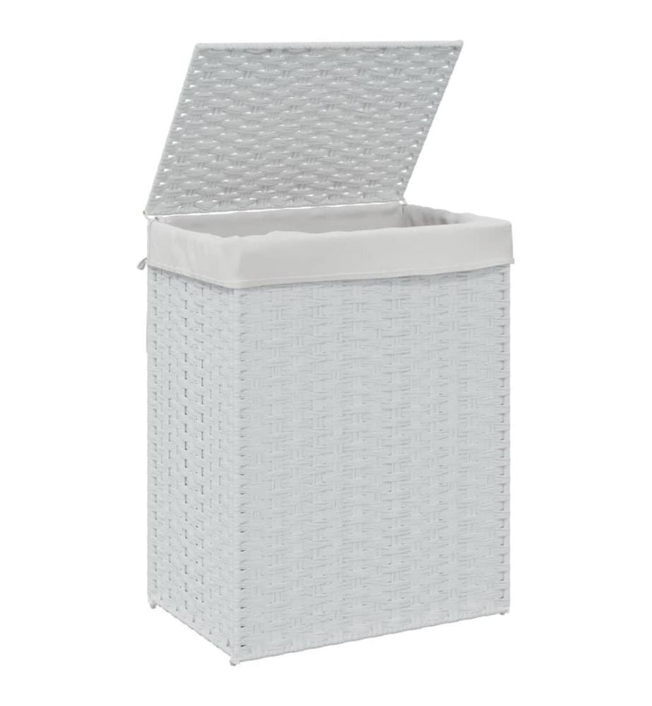 Wäschekorb mit Deckel Weiss 46x33x60 cm Poly Rattan