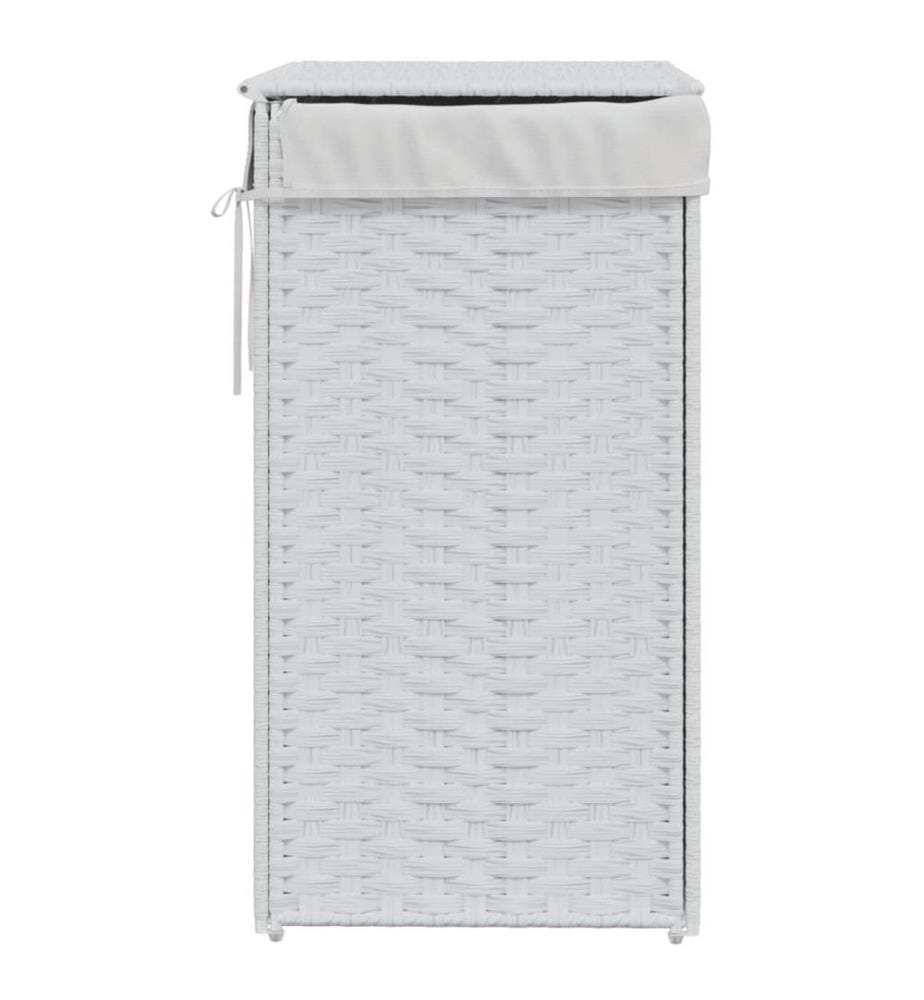 Wäschekorb mit Deckel Weiss 46x33x60 cm Poly Rattan