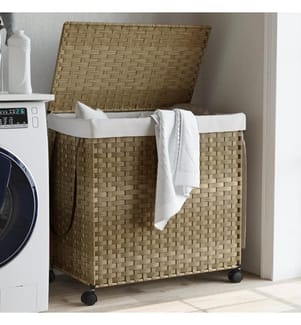Wäschekorb mit Rollen 60x35x60,5 cm Rattan